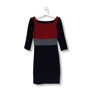 White House Black Market Colorblock Square Neck Fitted Career Dress Womens Sz 4.